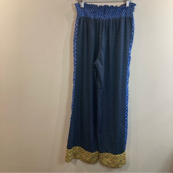 AERIE Sz M Lounge Bohemian  Hippie Paisley Elastic Ruched Waist Wide Leg Pants - Picture 4 of 10